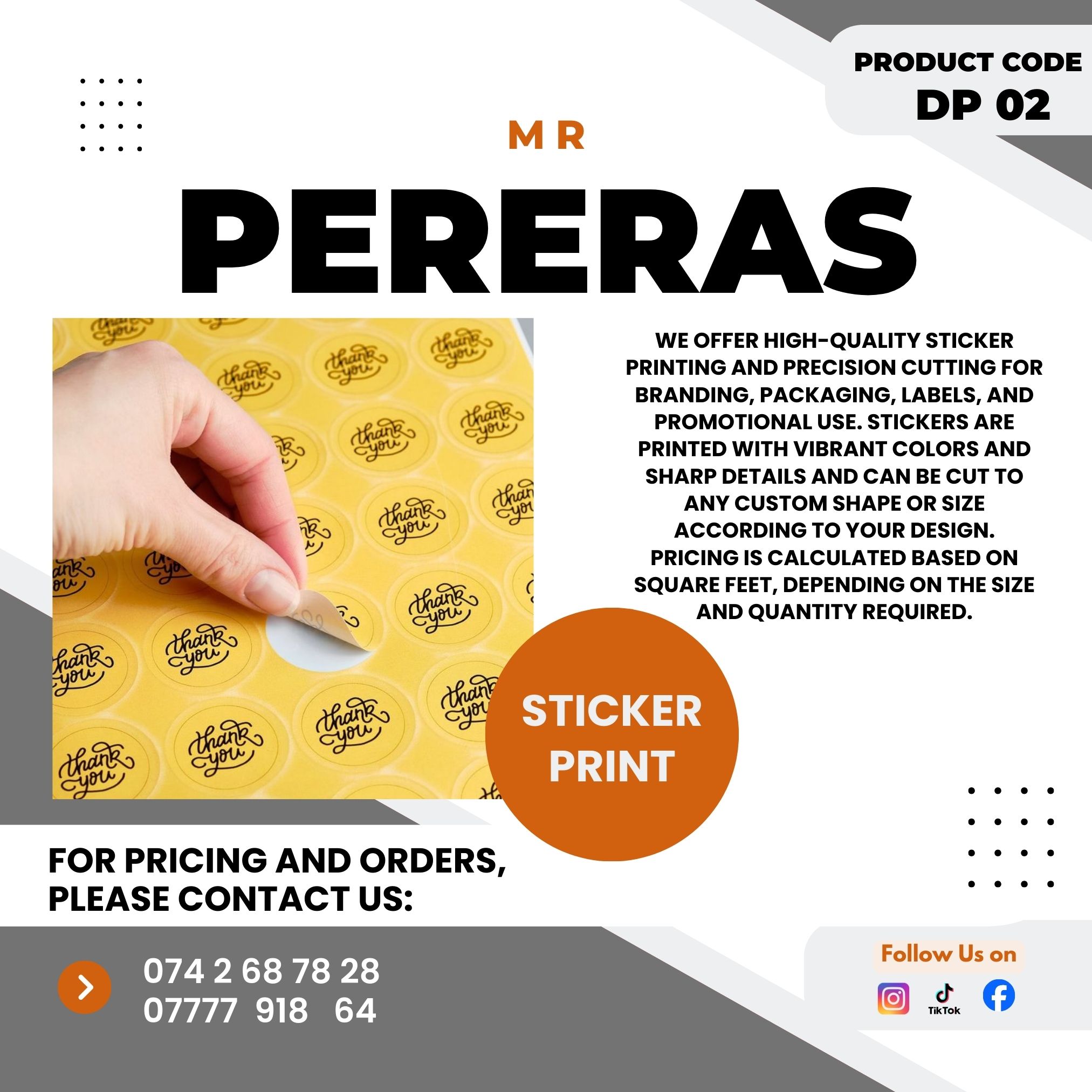 Sticker Print and Cutting | Mr.perera's.lk